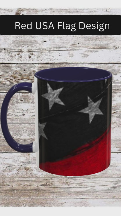 Red & Blue USA Flag Coffee Mug | Perfect Gift for Patriots, Home Decor, Father's Day, Coffee Lovers, Art Enthusiasts