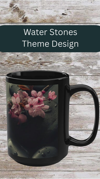Water Stones Coffee Mug - Reflection • Gratitude • Growth Coffee Mug — Black 15oz