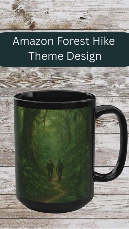 Amazon Forest Hike Adventure 15oz Black Mug