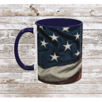 Wrinkled USA Flag Coffee Mug | Perfect Gift for Patriots, Home Decor, Father's Day, Coffee Lovers, Art Enthusiasts